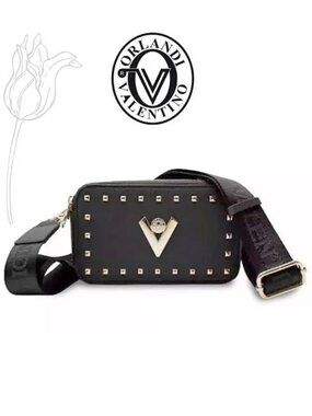 VALENTINO ORLANDI Studded Double Zip Crossbody Camera Bag Purse